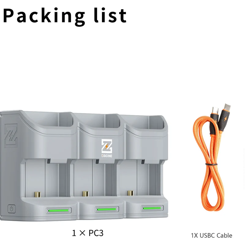 Cargador ZGCINE PC3-LPE6 Travel Charging Case para LP-E6/N/NH/E6P (Gray)