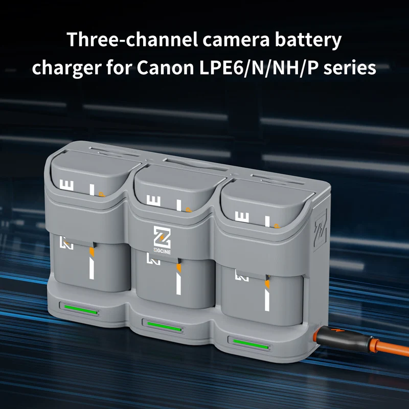 Cargador ZGCINE PC3-LPE6 Travel Charging Case para LP-E6/N/NH/E6P (Gray)