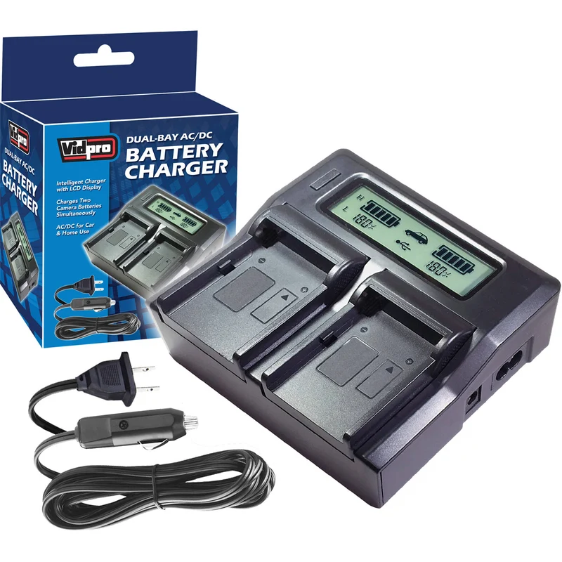 Cargador Vidpro Dual-Bay LCD para Select Canon Camera