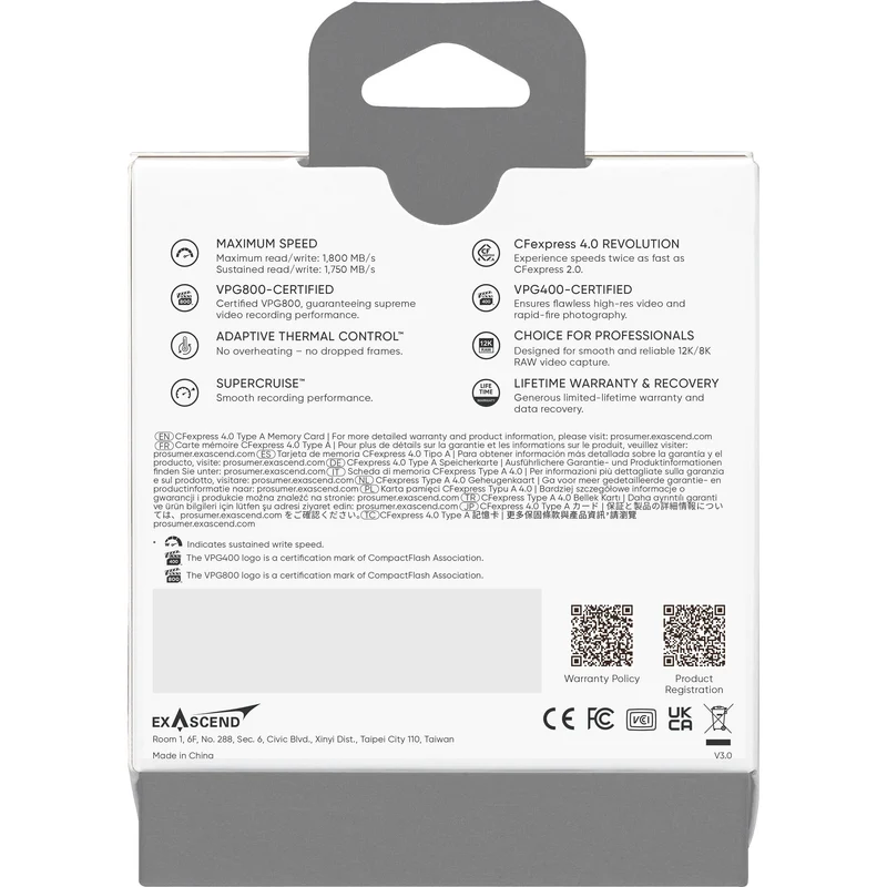 Tarjeta CFexpress Type A Exascend 512GB Essential Pro Max CFexpress 4.0 Type A
