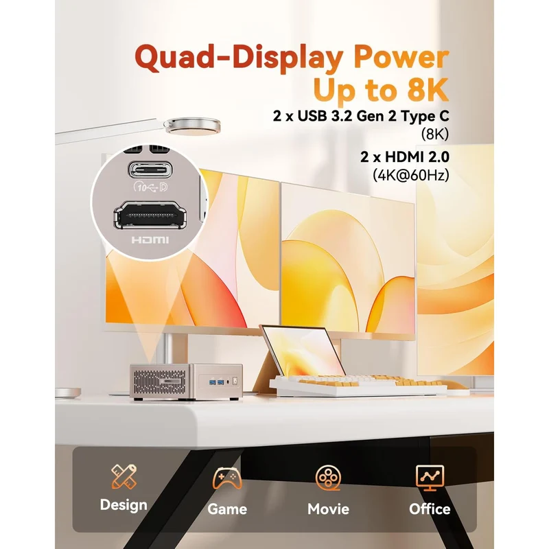 Mini PC GEEKOM A5 16 GB RAM 1 TB SSD, con AMD Ryzen 5 7430U