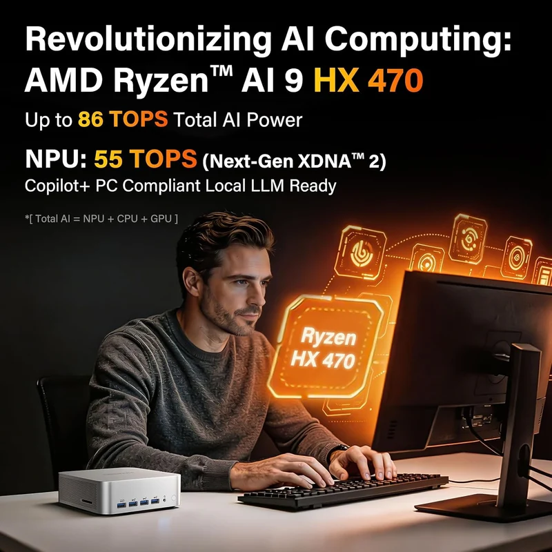 Mini PC GEEKOM A9 Max 32 GB RAM 2 TB SSD, con AMD Ryzen AI9 HX470