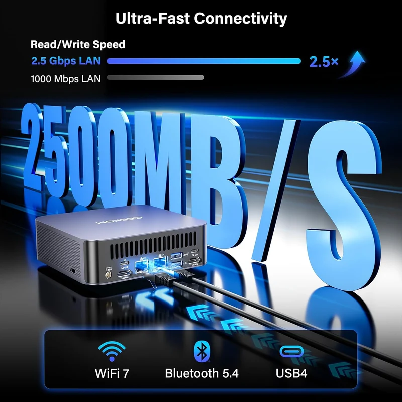 Mini PC GEEKOM GT15 Max 32 GB RAM 1 TB SSD, con Intel Core Ultra9 285H y Windows 11 Pro