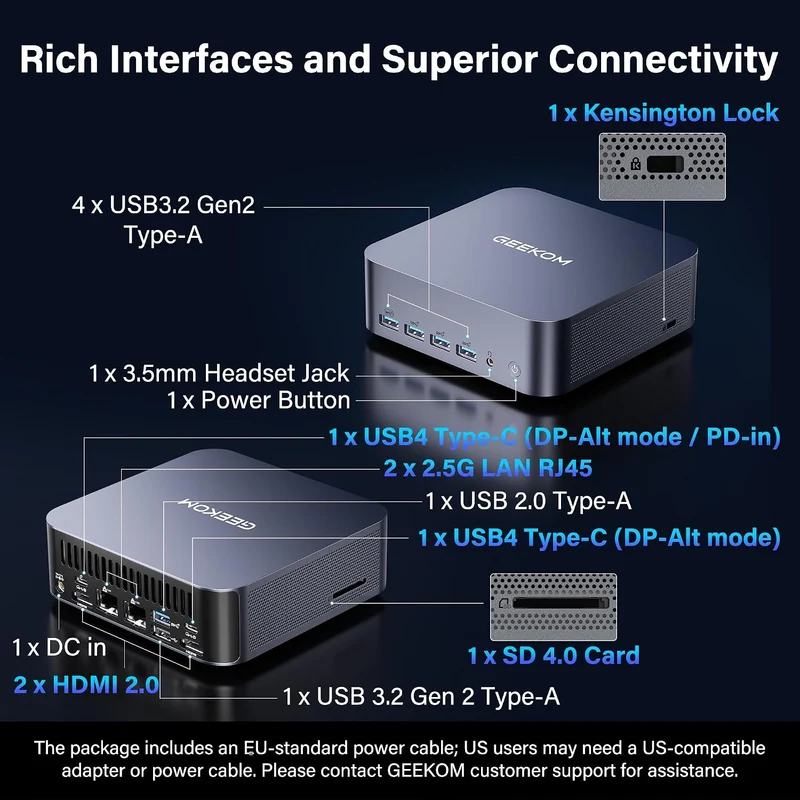 Mini PC GEEKOM GT15 Max 32 GB RAM 1 TB SSD, con Intel Core Ultra9 285H y Windows 11 Pro