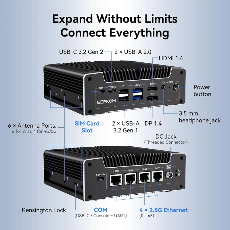 Mini PC GEEKOM iX12 8 GB RAM 256 GB SSD, con Intel N95
