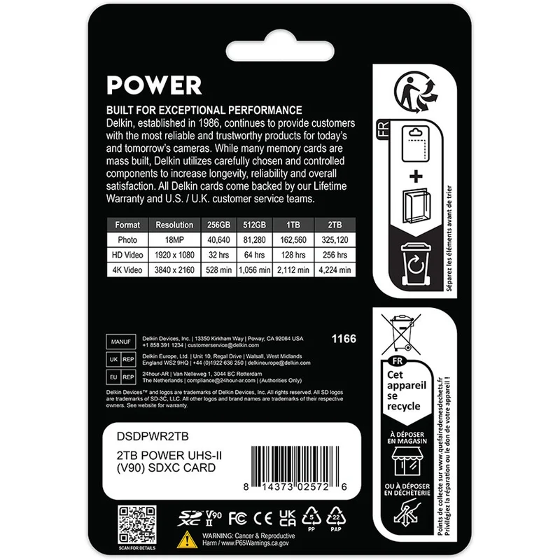 Tarjeta Delkin Devices 2TB POWER UHS-II SDXC