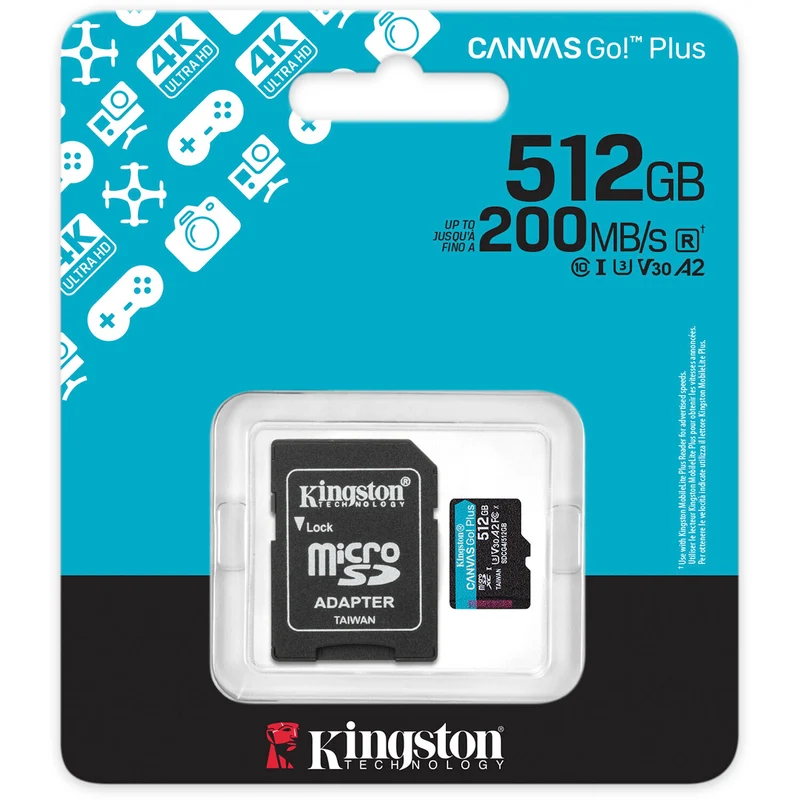 Tarjeta Kingston 512GB Canvas Go! Plus UHS-I microSDXC con SD Adapter