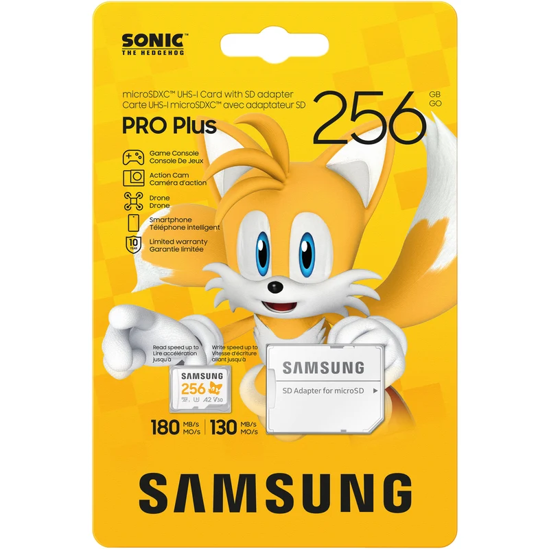 Tarjeta Samsung 256GB PRO Plus Sonic the Hedgehog UHS-I microSDXC con SD Adapter