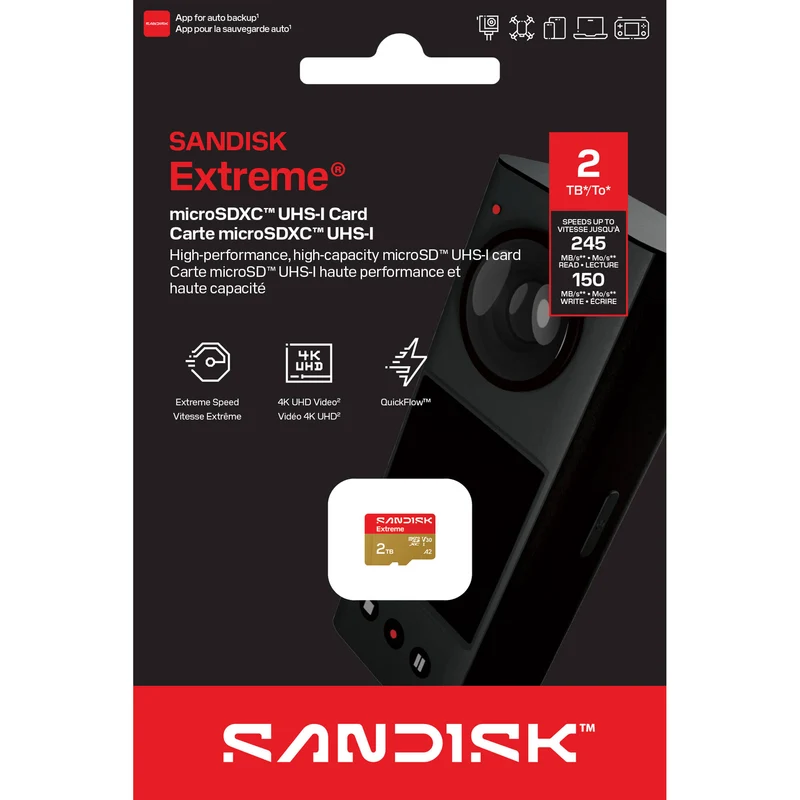 Tarjeta SanDisk 2TB Extreme UHS-I microSDXC (245 MB/s)