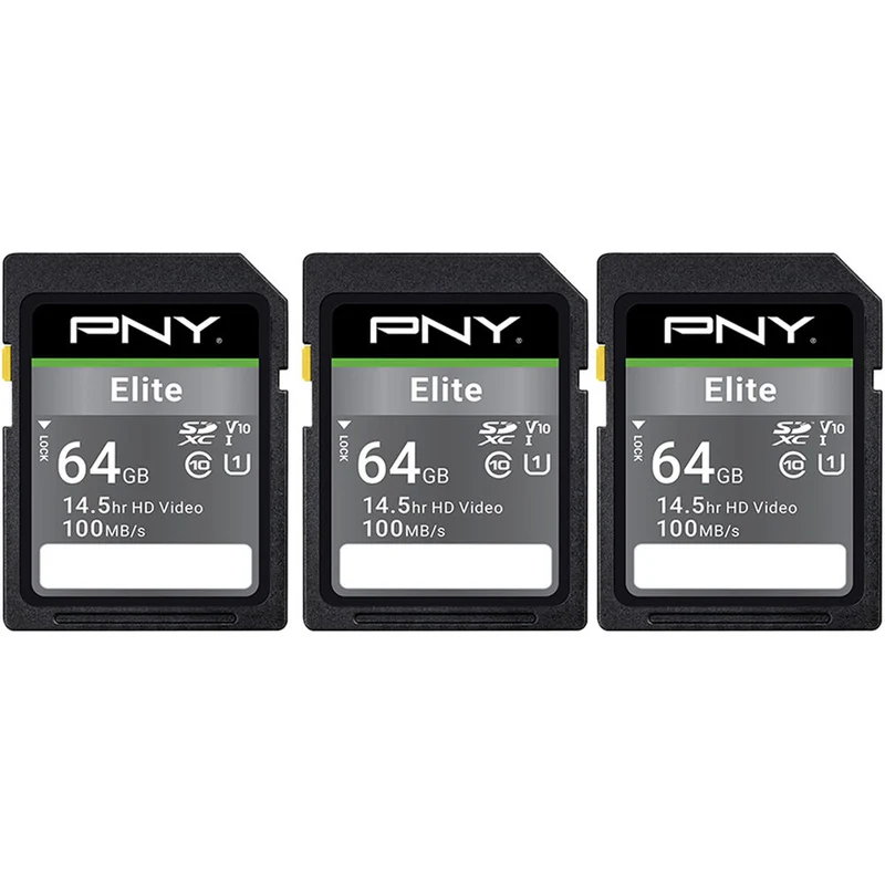 Tarjeta PNY 64GB Elite UHS-I SDXC (3-Pack)