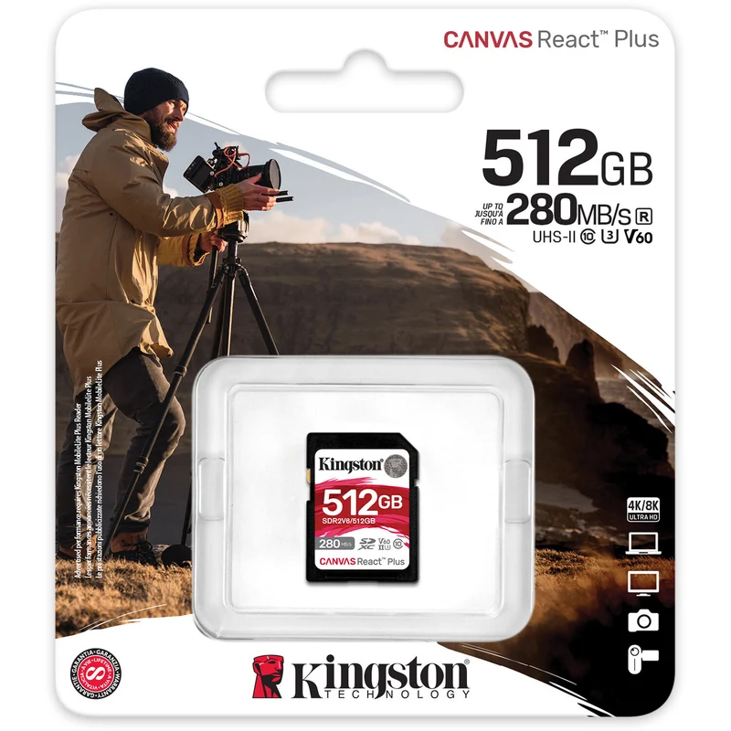 Tarjeta Kingston 512GB Canvas React Plus UHS-II SDXC