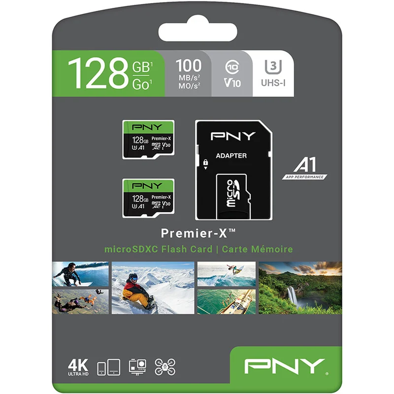 Tarjeta PNY 128GB Premier-X UHS-I microSDXC con SD Adapter (2-Pack)