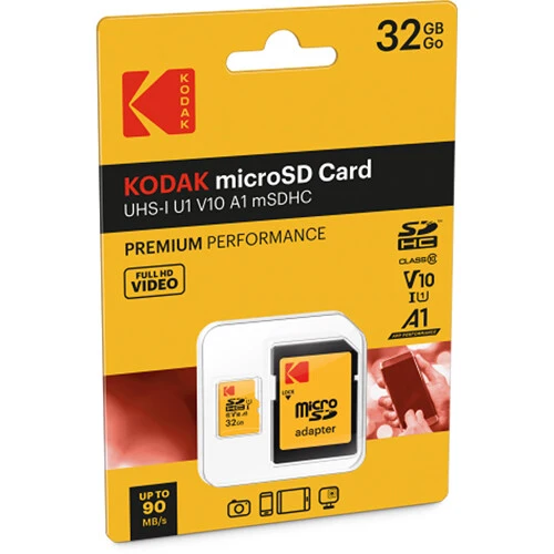 Tarjeta Kodak 32GB Premium Performance UHS-I microSDHC con SD Adapter