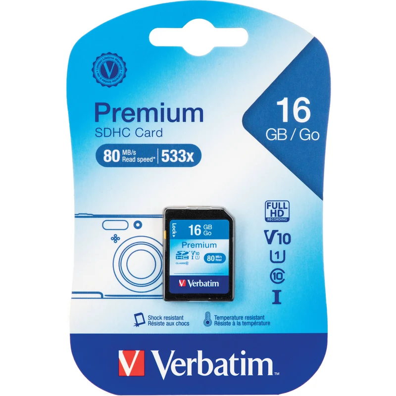 Tarjeta Verbatim 16GB Premium UHS-I SDHC