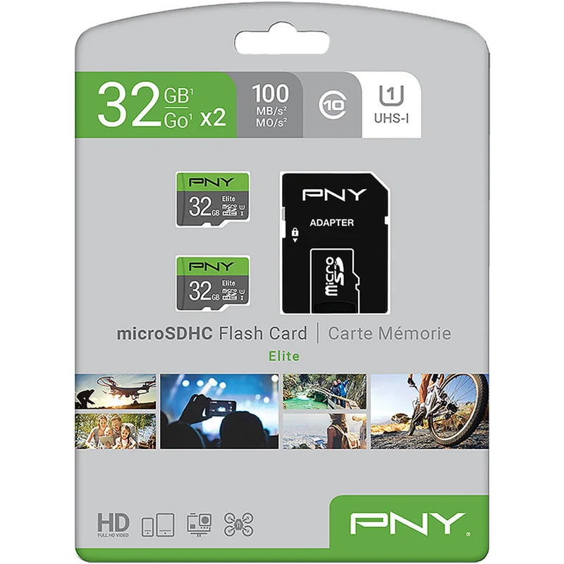 Tarjeta PNY 32GB Elite UHS-I microSDHC (2-Pack)
