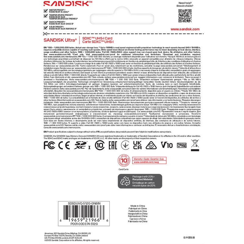 Tarjeta SanDisk 512GB Ultra UHS-I SDXC