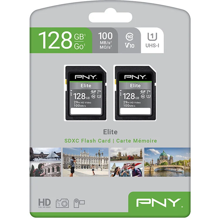 Tarjeta PNY 128GB Elite UHS-I SDXC (2-Pack)