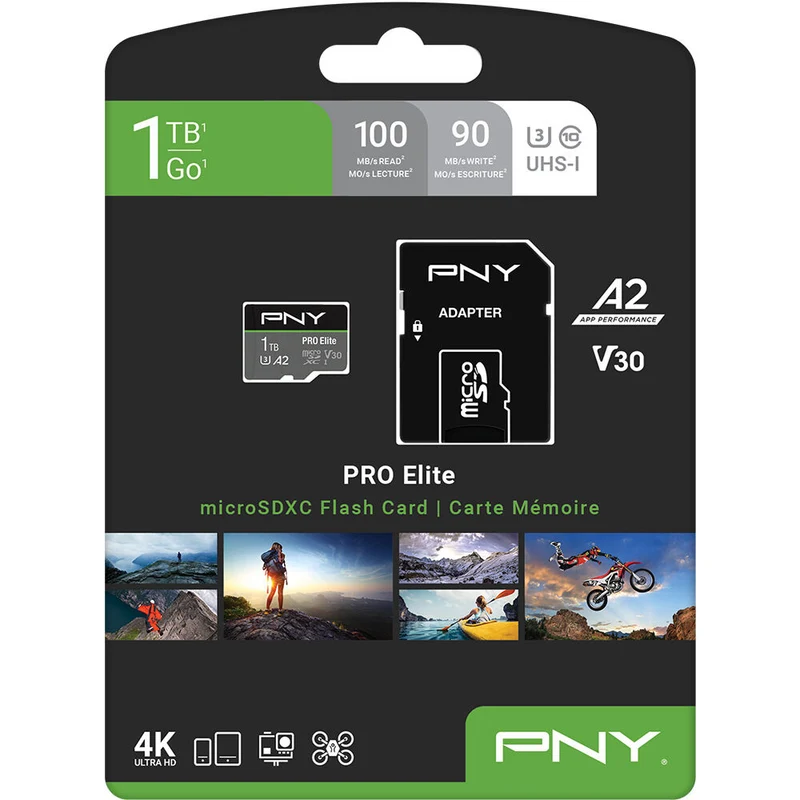 Tarjeta PNY 1TB PRO Elite UHS-I microSDXC con SD Adapter