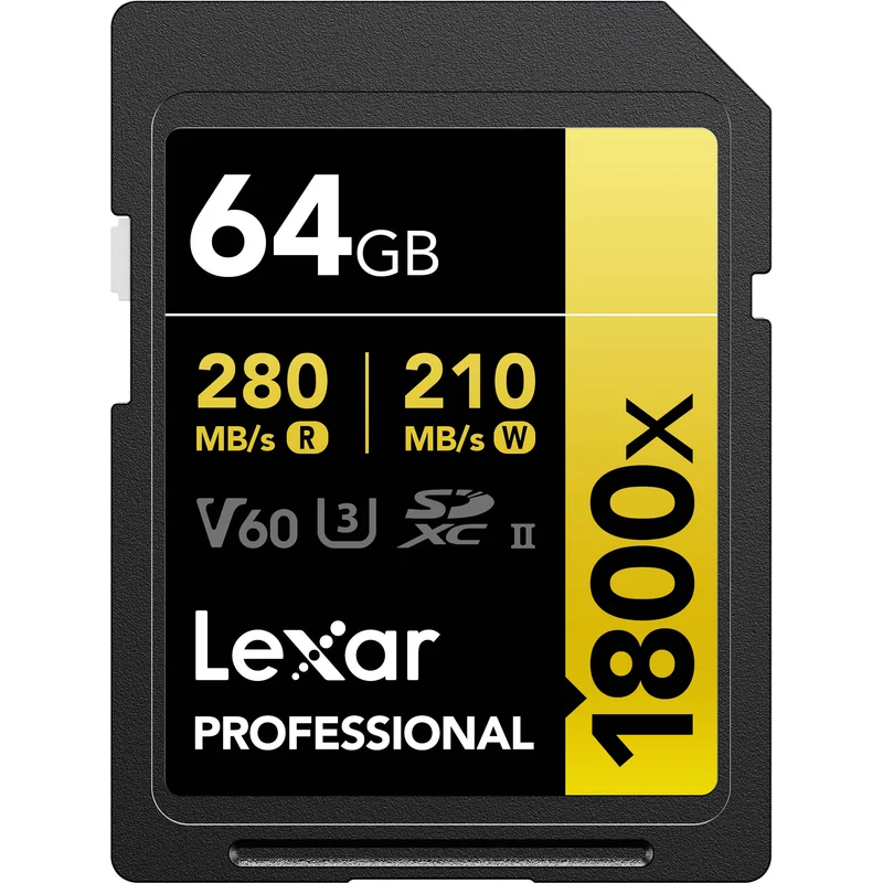 Tarjeta Lexar 64GB Professional 1800x UHS-II SDXC (GOLD Serie, 2-Pack)