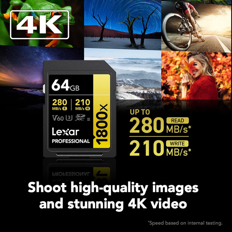 Tarjeta Lexar 64GB Professional 1800x UHS-II SDXC (GOLD Serie, 2-Pack)