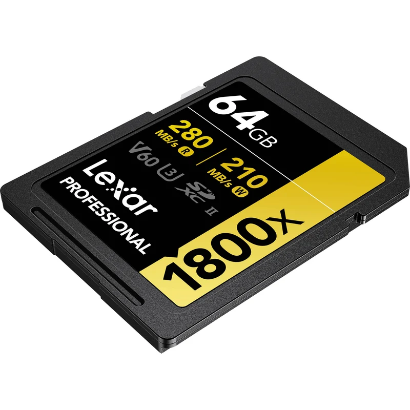Tarjeta Lexar 64GB Professional 1800x UHS-II SDXC (GOLD Serie, 2-Pack)