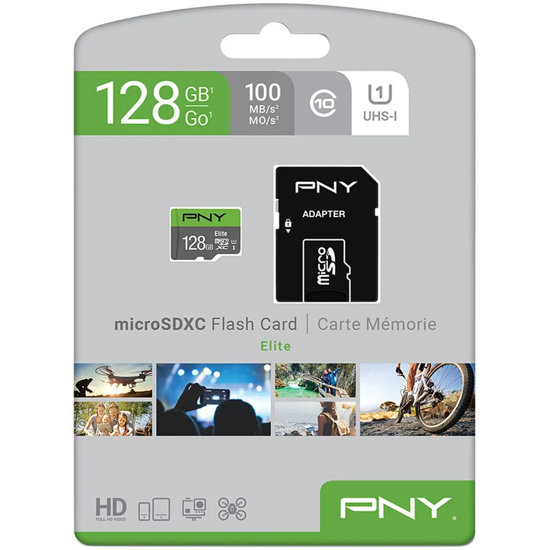 Tarjeta PNY 128GB Elite UHS-I microSDXC con SD Adapter