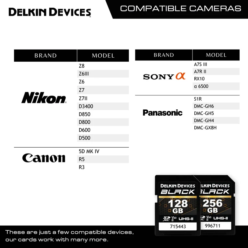 Tarjeta Delkin Devices 256GB BLACK UHS-II SDXC