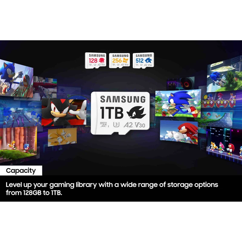 Tarjeta Samsung 512GB PRO Plus Sonic the Hedgehog UHS-I microSDXC con SD Adapter