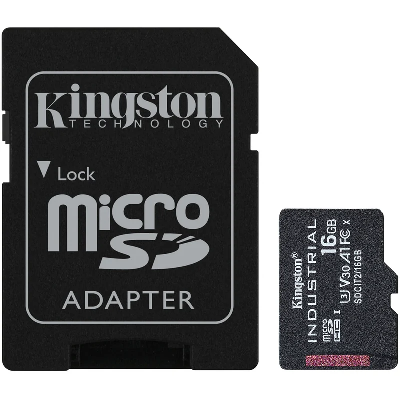 Tarjeta Kingston 16GB Industrial UHS-I microSDHC con SD Adapter