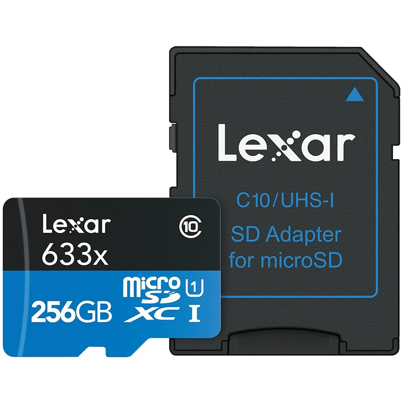 Tarjeta Lexar 256GB High-Performance 633x UHS-I microSDXC con SD Adapter
