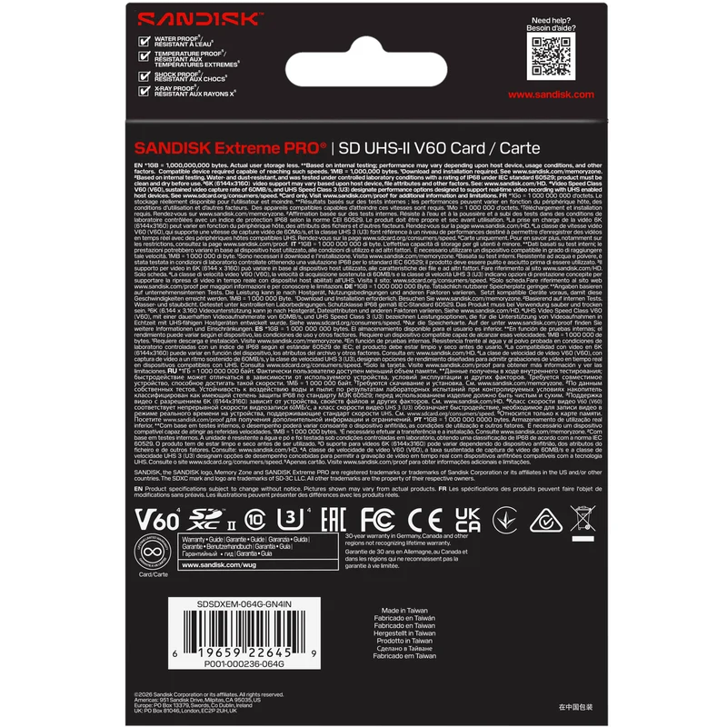 Tarjeta SanDisk 64GB Extreme PRO UHS-II SDXC