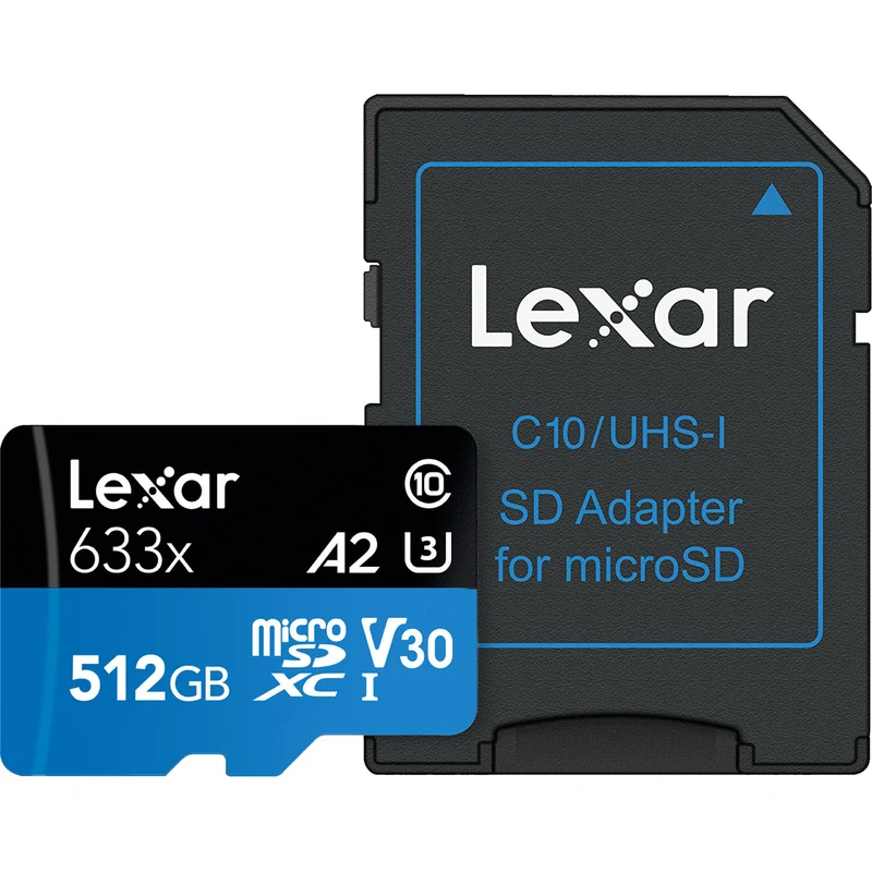 Tarjeta Lexar 512GB High-Performance 633x UHS-I microSDXC con SD Adapter