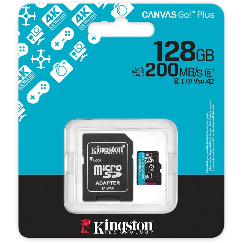 Tarjeta Kingston 128GB Canvas Go! Plus UHS-I microSDXC con SD Adapter