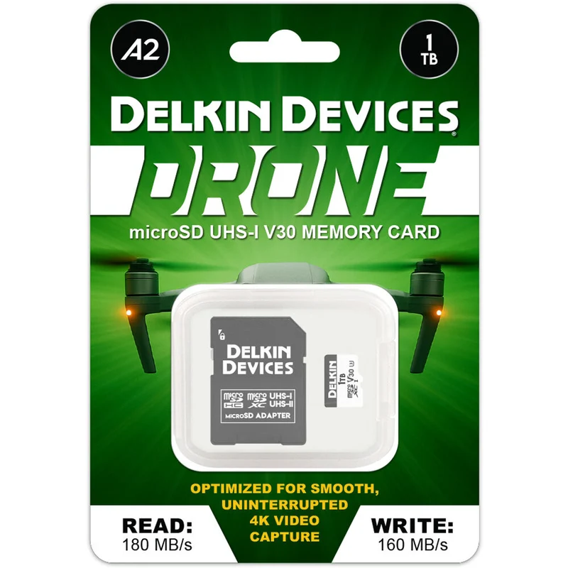 Tarjeta Delkin Devices 1TB Drone UHS-I microSDXC con SD Adapter