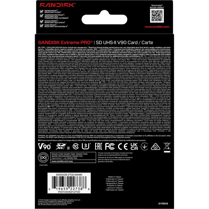 Tarjeta SanDisk 2TB Extreme PRO UHS-II SDXC