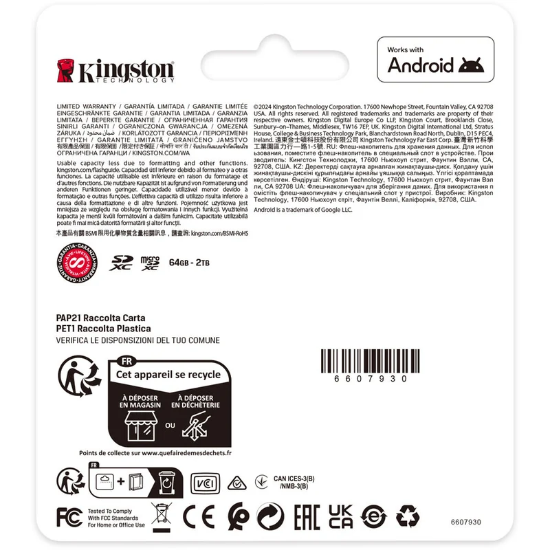 Tarjeta Kingston 256GB Canvas Select Plus UHS-I microSDXC