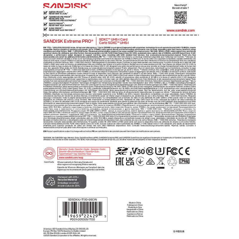 Tarjeta SanDisk 1TB Extreme PRO UHS-I SDXC
