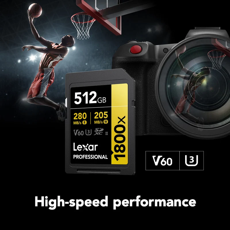 Tarjeta Lexar 512GB Professional 1800x UHS-II SDXC (GOLD Serie)