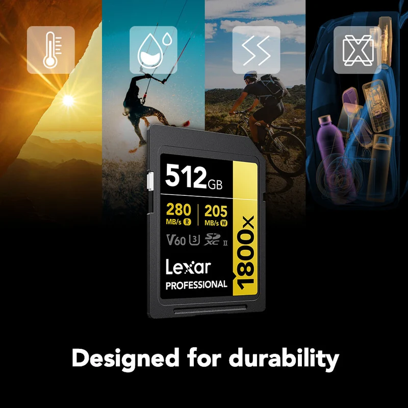 Tarjeta Lexar 512GB Professional 1800x UHS-II SDXC (GOLD Serie)