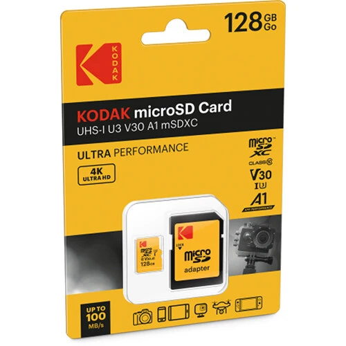 Tarjeta Kodak 128GB Ultra Performance UHS-I microSDXC con SD Adapter