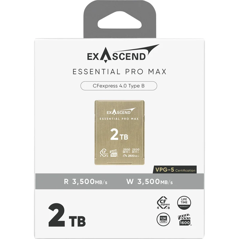 Tarjeta CFexpress Type B Exascend 2TB Essential Pro Max CFexpress 4.0 Type B