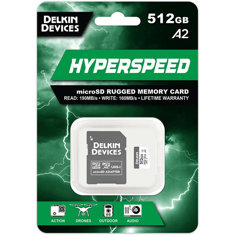 Tarjeta Delkin Devices 512GB Hyperspeed microSDXC con SD Adapter
