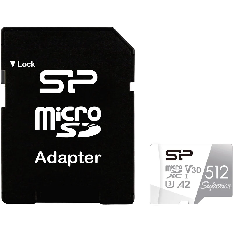 Tarjeta Silicon Power 512GB Superior UHS-I microSDXC con SD Adapter