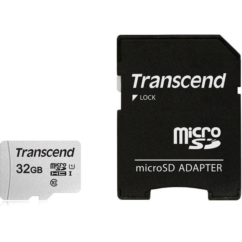 Tarjeta Transcend 32GB 300S UHS-I microSDHC con SD Adapter