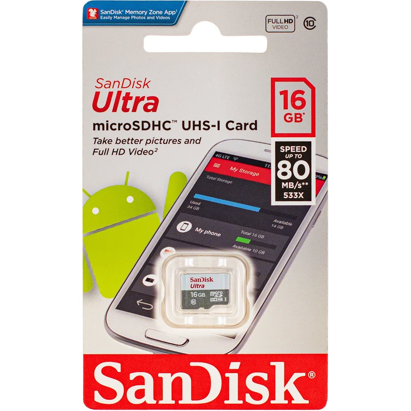 Tarjeta SanDisk 16GB Ultra UHS-I microSDHC