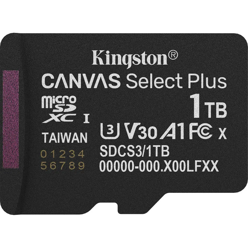 Tarjeta Kingston 1TB Canvas Select Plus UHS-I microSDXC con SD Adapter