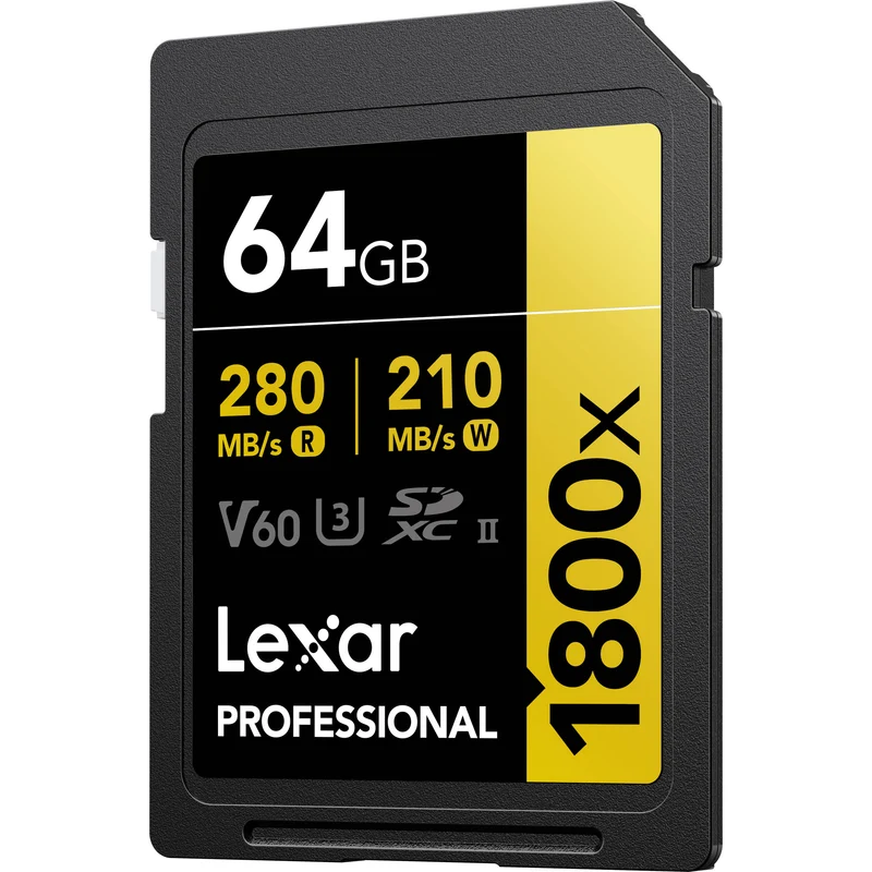 Tarjeta Lexar 64GB Professional 1800x UHS-II SDXC (GOLD Serie)
