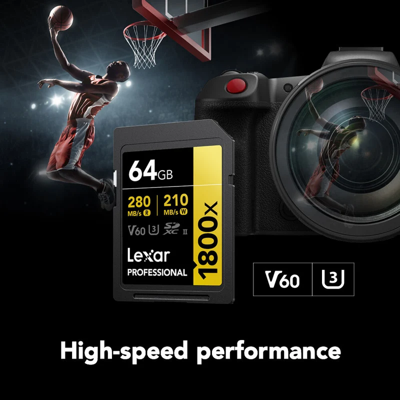 Tarjeta Lexar 64GB Professional 1800x UHS-II SDXC (GOLD Serie)