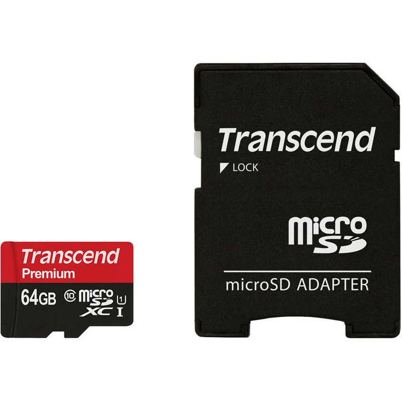 Tarjeta Transcend 64GB Premium microSDXC UHS-I con SD Adapter