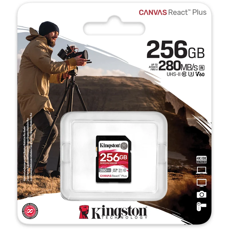 Tarjeta Kingston 256GB Canvas React Plus UHS-II SDXC